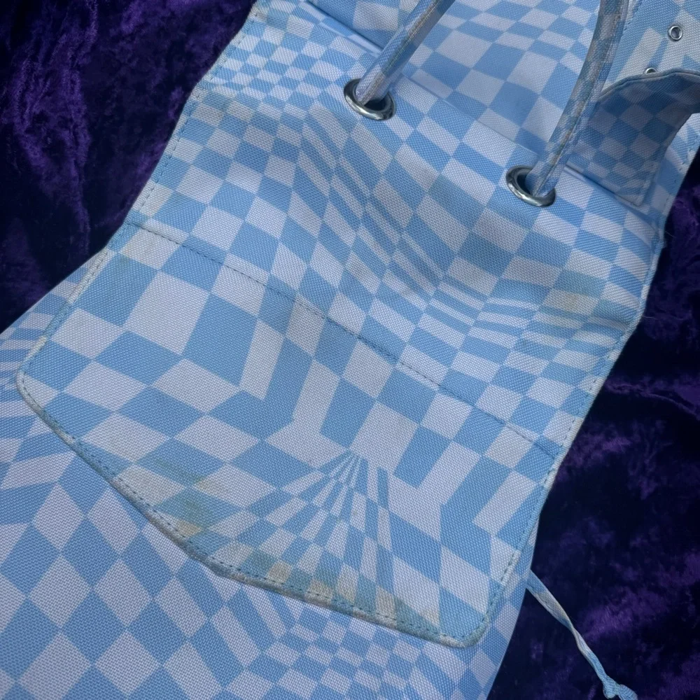 Valfre Blue Checkered Backpack with Heart Buckles - Picture 8 of 8